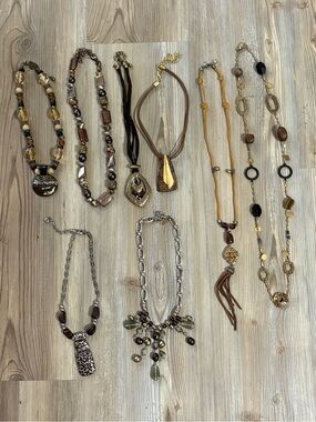 Chicos Brown and Gold Mixed-Metal Beaded Necklace Collection